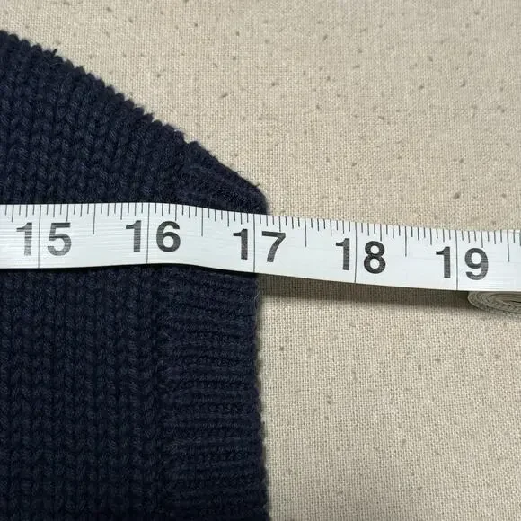 VTG Eddie Bauer Knit Sweater Vest Men's Size M Navy Blue 100% Cotton Sleeveless - Picture 7 of 8